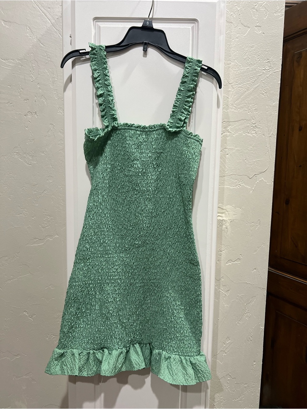 Zara Mint Green Smocked Ruffle Strap Dress